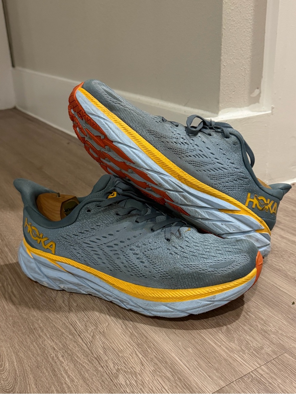 HOKA ONE ONE Clifton 8 Men's Running Shoes Goblin Blue/Mountain Spring Sz 10.5EE